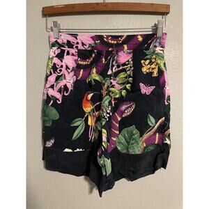 NiLuu Shorts Womens Medium Multicolor Tropical Animal Floral Cupro Lounge Travel